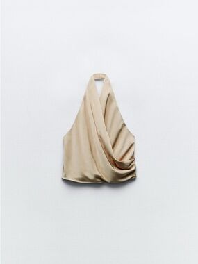 Zara Draped Halter Top in Beige